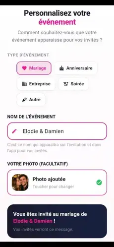 Partage des souvenirs avec les invités depuis MySmakk