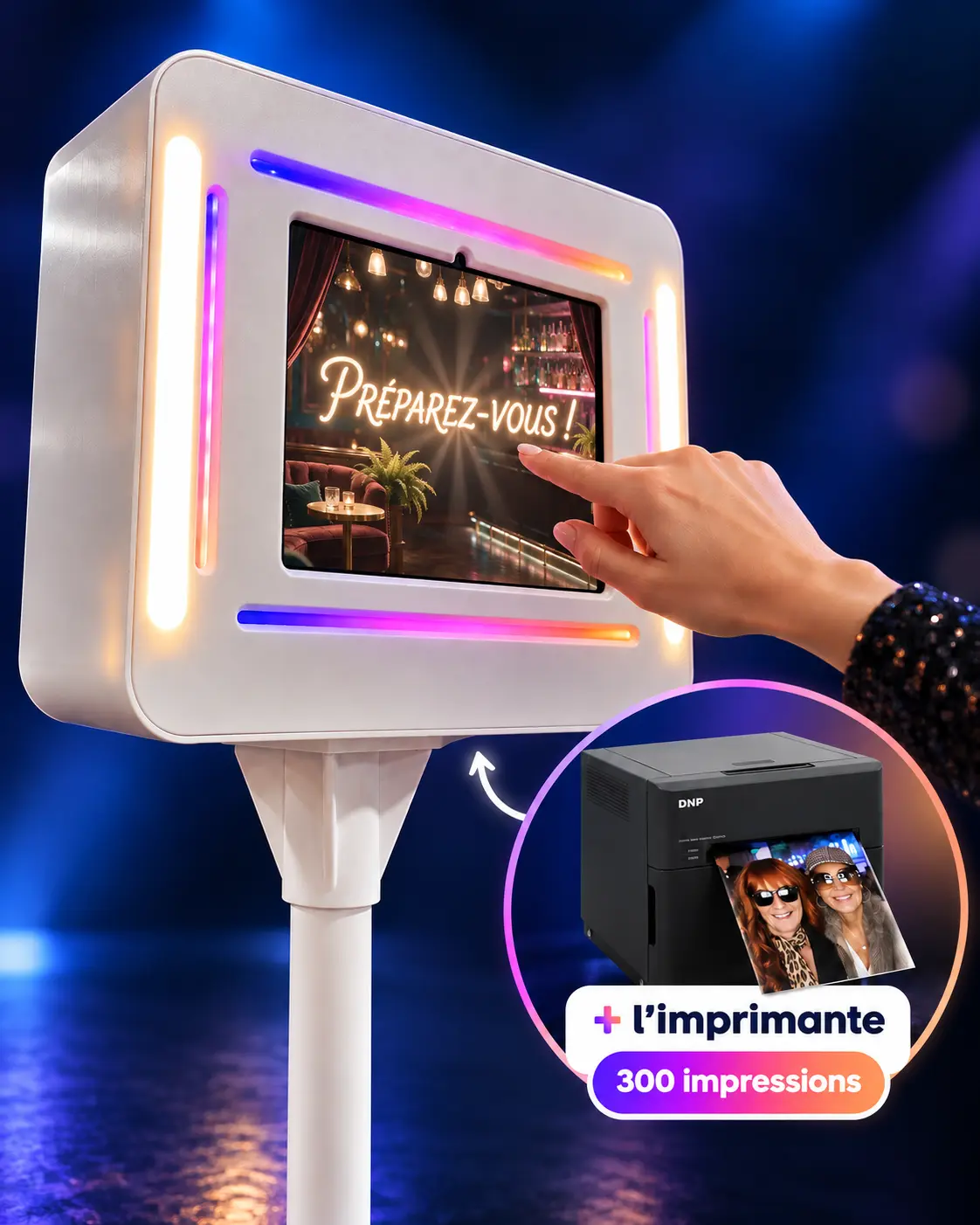 La Smakk Pocket, borne photo compacte blanche, et son imprimante de 300 tirages