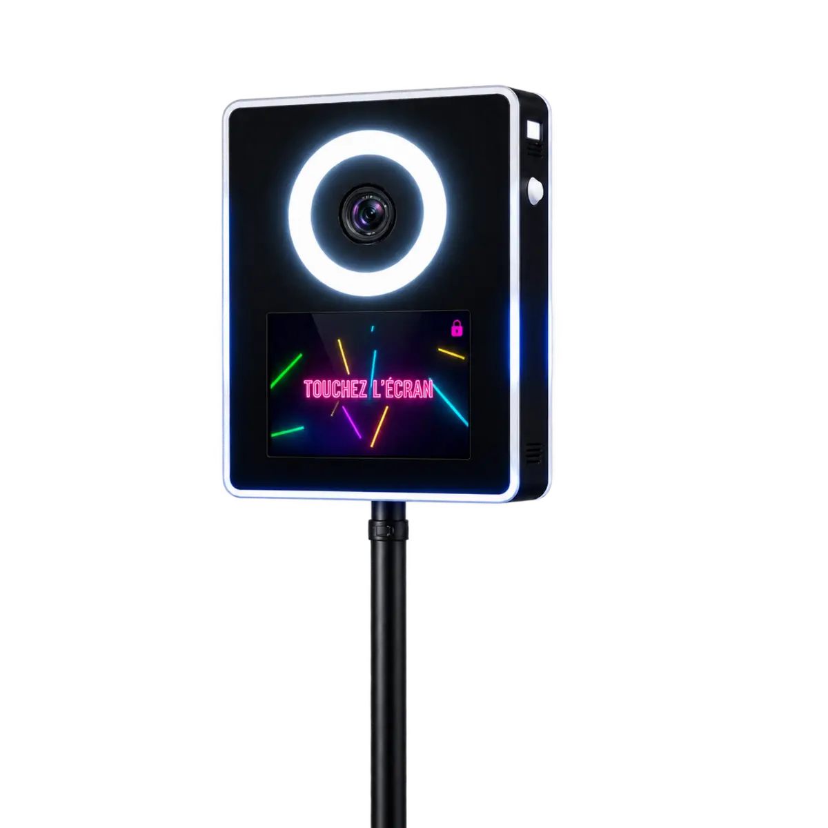 Photobooth Smakk Slim, borne compacte a anneau lumineux expediee partout en France