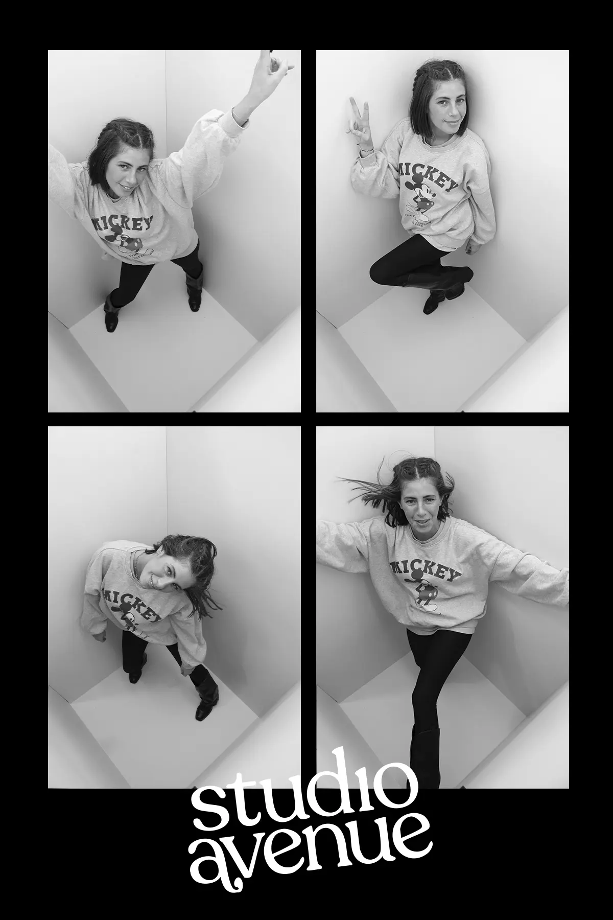 Contour photo Fashion Box — modèle minimaliste épuré fond blanc avec typographie fine