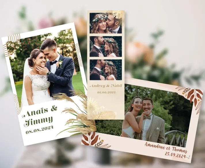 Prévisualisation du contour photo personnalisé aux couleurs du mariage avant impression