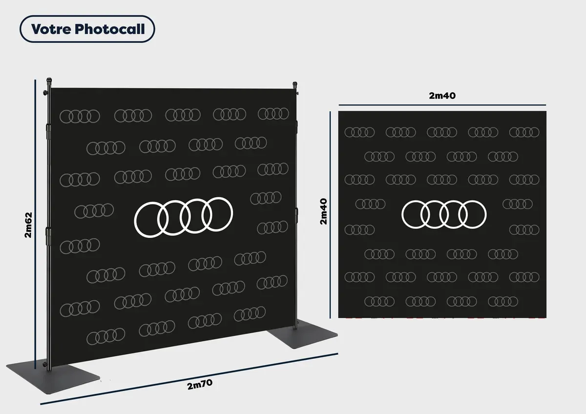 Photocall personnalisé Shootnbox — bâche imprimée avec logo, sponsor et thème sur mesure pour événement professionnel